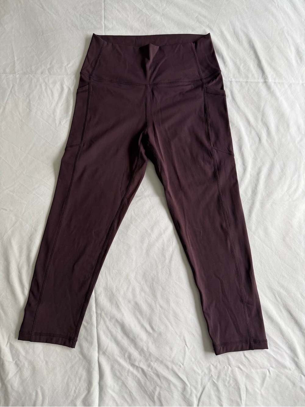 ZYIA High-Rise Capri Leggings in Deep Plum